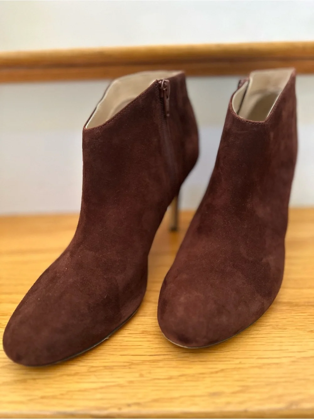 Sole Society Women's Suede Ankle Booties in Burgundy - Classic Heel size 10